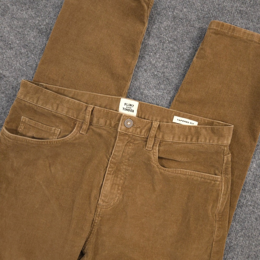 Flint and Tinder Corduroy Pants Mens 32X30 Brown Tapered Fit 5 Pocket Huckberry